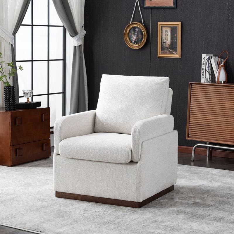 Modern Boucle Fabric Upholstered Accent Arm Chair for Living Room