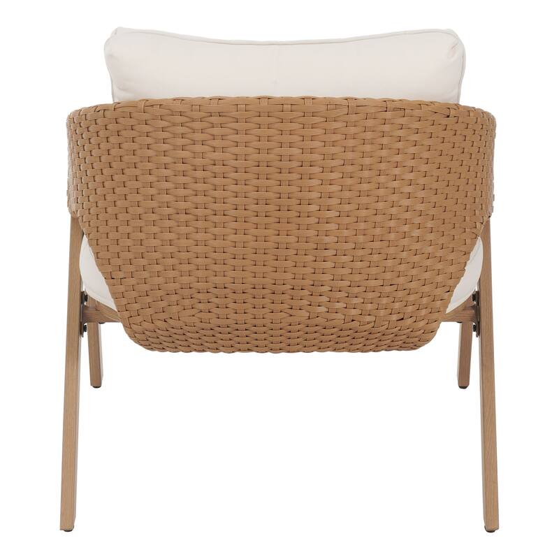 Roomfitters Outdoor Patio Chairs with Cushions, Acacia Frame Woven Rope Design, Set of 2