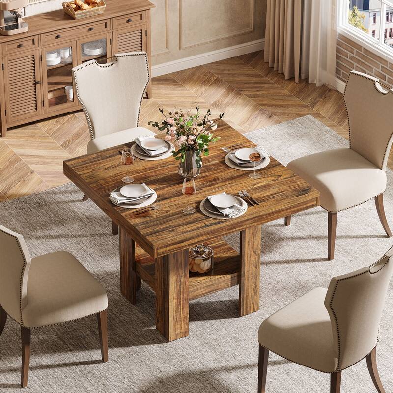 Small Dining Kitchen Table with Shelf Storage