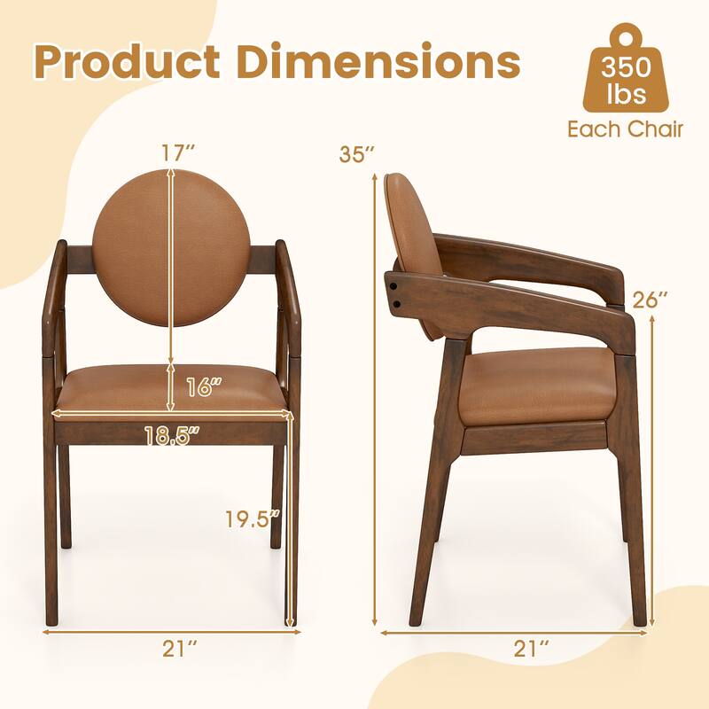 Gymax Wooden Dining Chair Set of 4 w/Rubber Wood Frame Padded Seat &