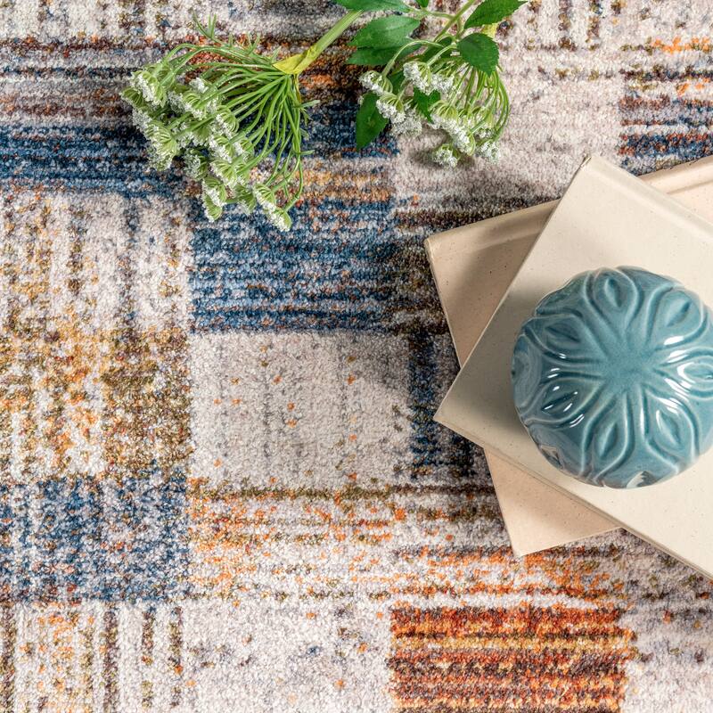 Nuloom Mindy Faded Contemporary Tiles Fringe Area Rug