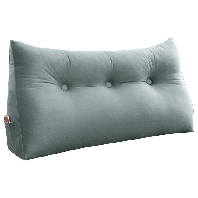 WOWMAX Dorm Bed Wedge Reading Pillow Headboard Back to College Velvet - Grey