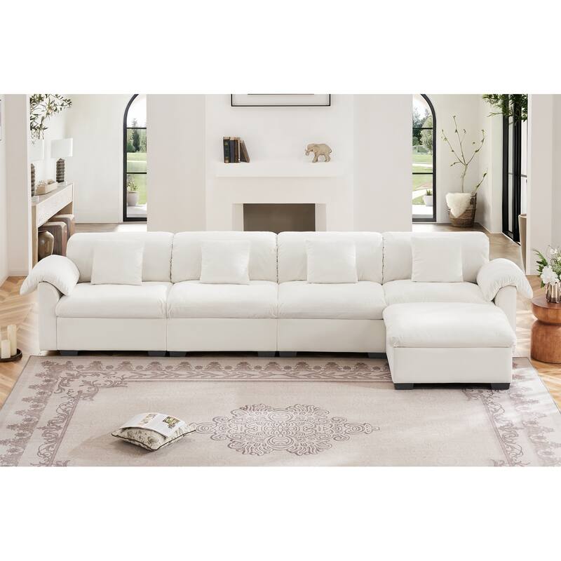 Velvet Fabric Modular Cloud Couch with Storage Seat,Free Combination
