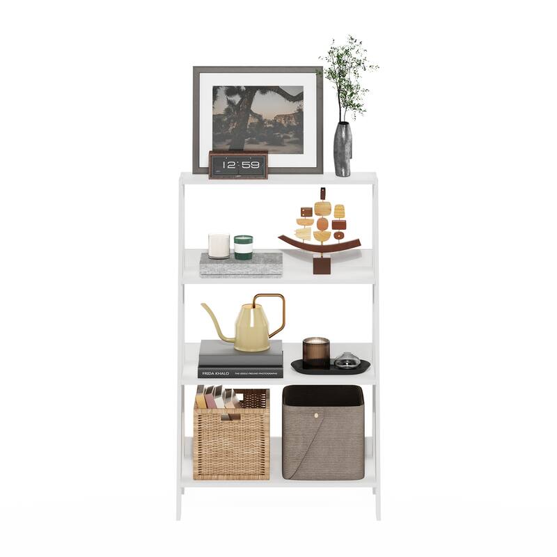 36 in. Tall White Wood 4-Shelf Bookcase