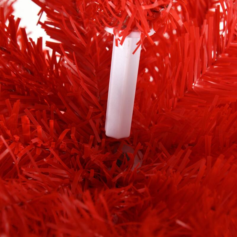 Vibrant Christmas Tree,Artificial Pencil Tree with White Base, Perfect for Stylish Holiday Displays - Red