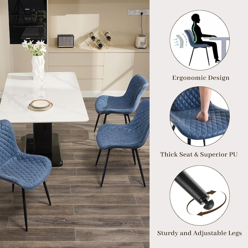 Upholstered Dining Chairs Set of 2, Mid Century Modern Armless Kitchen Chair