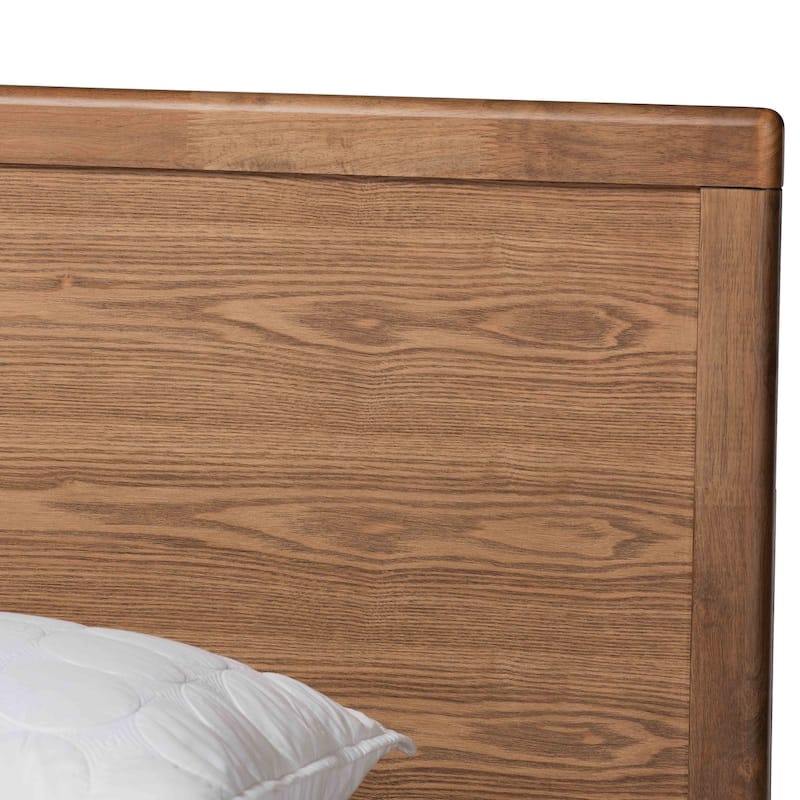 King Size Storage Bed - Ash Walnut Wood Platform Bed with 3 Drawers - Modern Bedroom Furniture