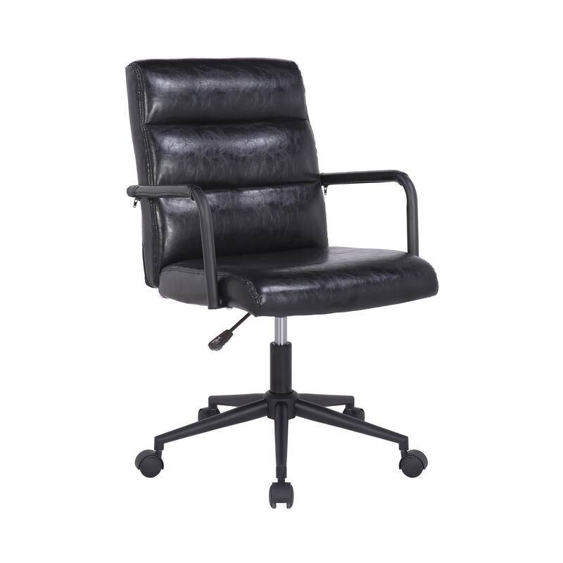 Porthos Home Pei Office Chair, Tufted PU Leather, Steel Swivel Base