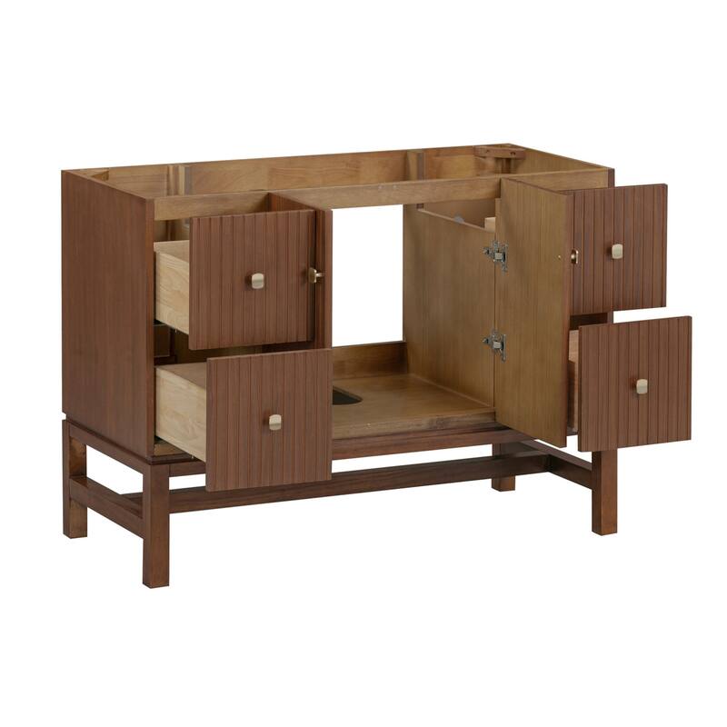 Kenzo 47 in. Bathroom Vanity in Walnut with White Solid Surface Top - 47" Single Sink