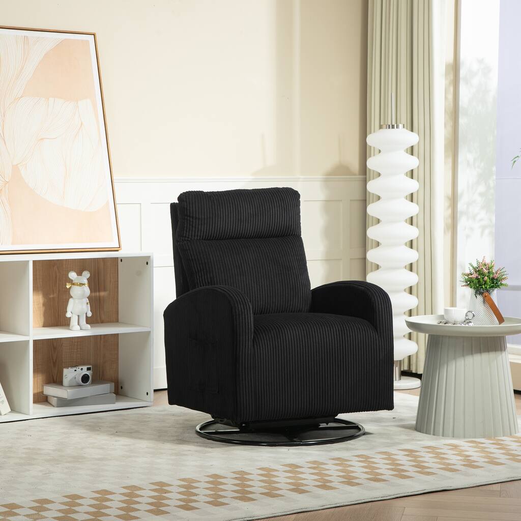 Black 26.77" High Back Upholstered Swivel Glider Chair