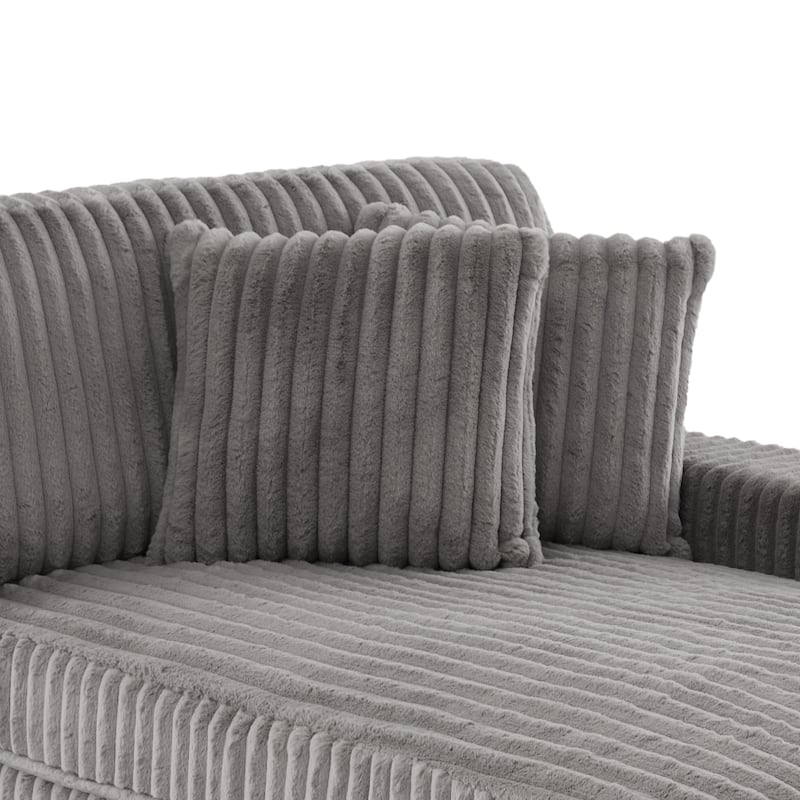 Modern Stripe Faux Fur Square Throw Pillows (Set of 2)