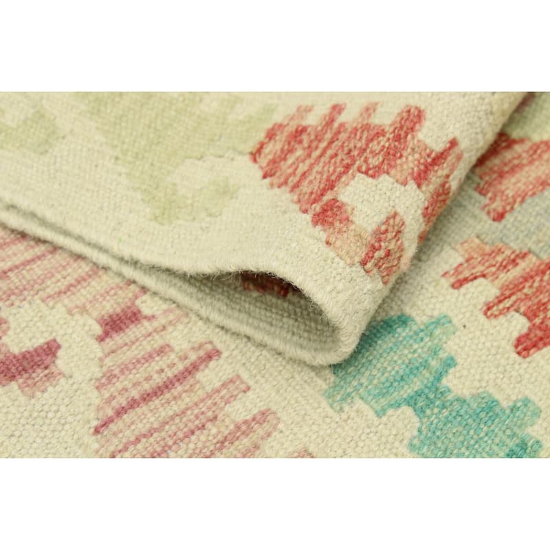 Sun Faded Flatweave Muqsit Red/Ivory Rug - 3'4" x 5'0"