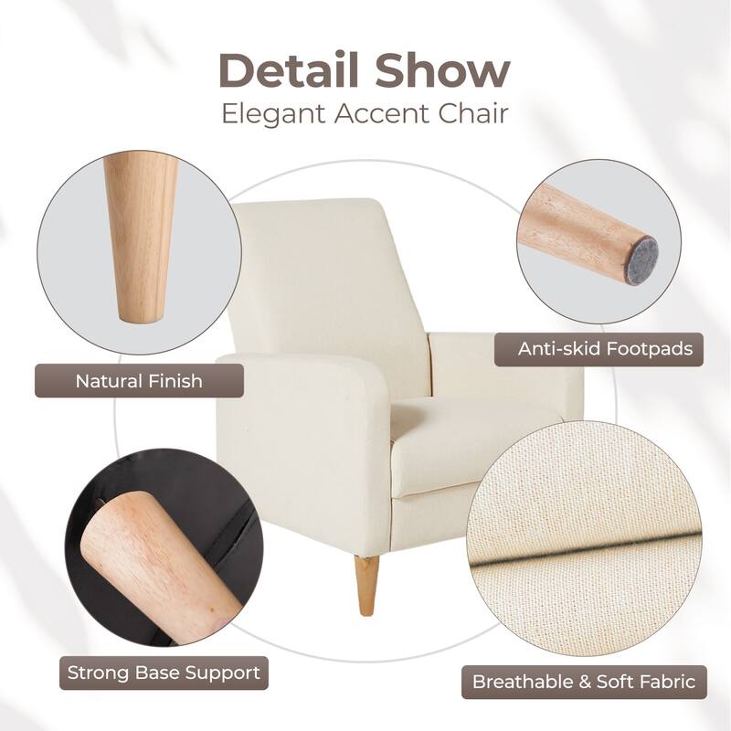 RENEWLINE Modern Accent Chair with Pillow & Walnut Legs - Lounge Seat for Living Room, Compact Design