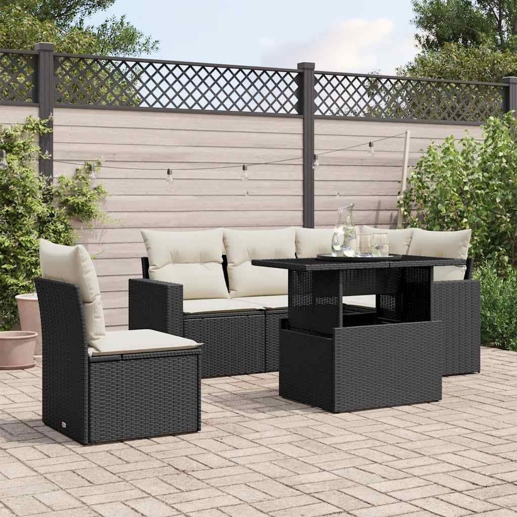 vidaXL Patio Sofa Set with Cushions Outdoor Furniture 6 Piece Poly Rattan