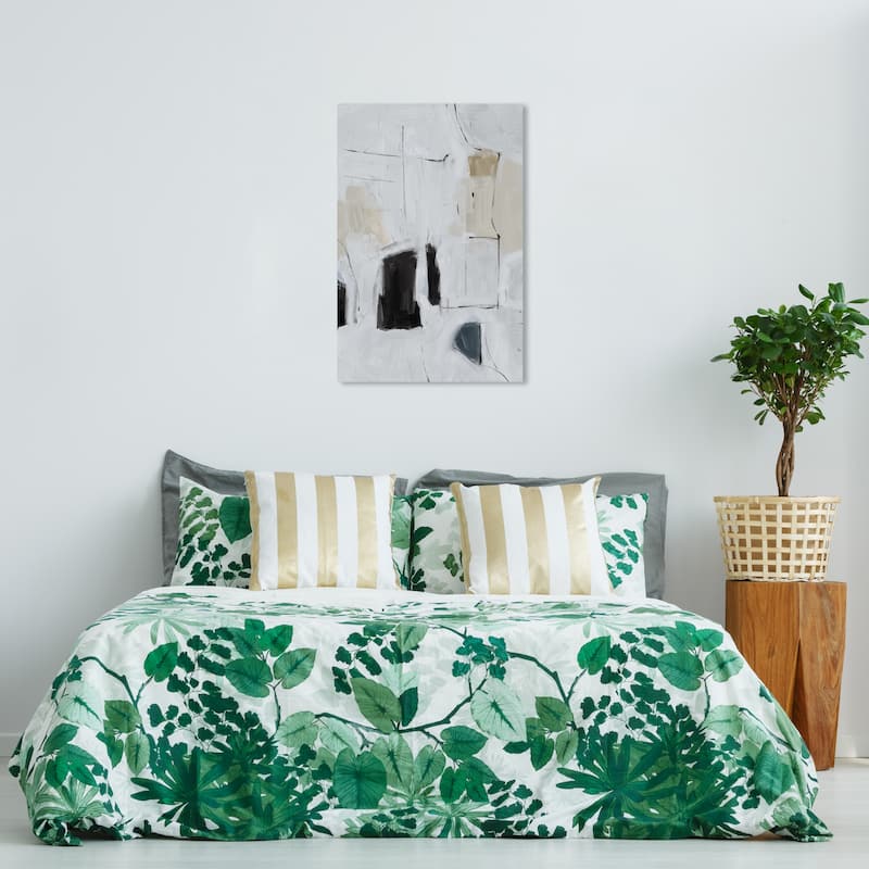 Wynwood Studio Canvas Abstract City in Fog Gray and Light Gray Modern & Contemporary Wall Art Canvas Print - 36 x 24
