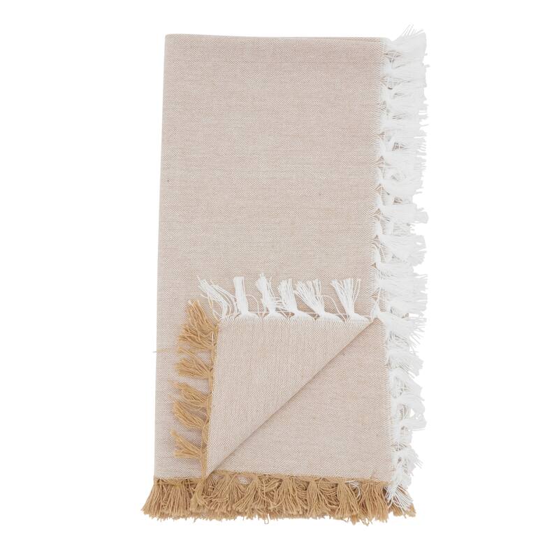 Decorative Cotton Napkins (Set of 4) - Fringe Edge Detail for Dining and Entertaining, 20"x20"