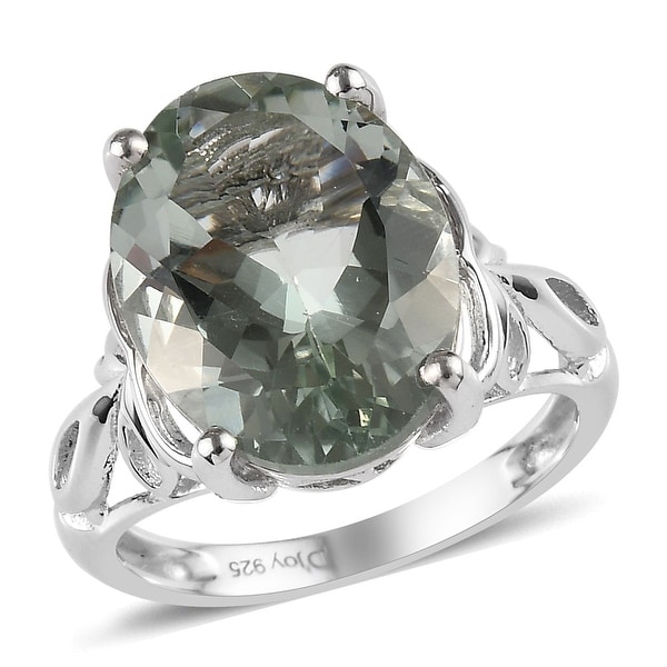 Platinum Over Silver SALE Green Amethyst Cocktail Ring Free Shipping.