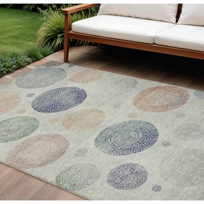HomeRoots Geometric Transitional Rectangle Outdoor Rug