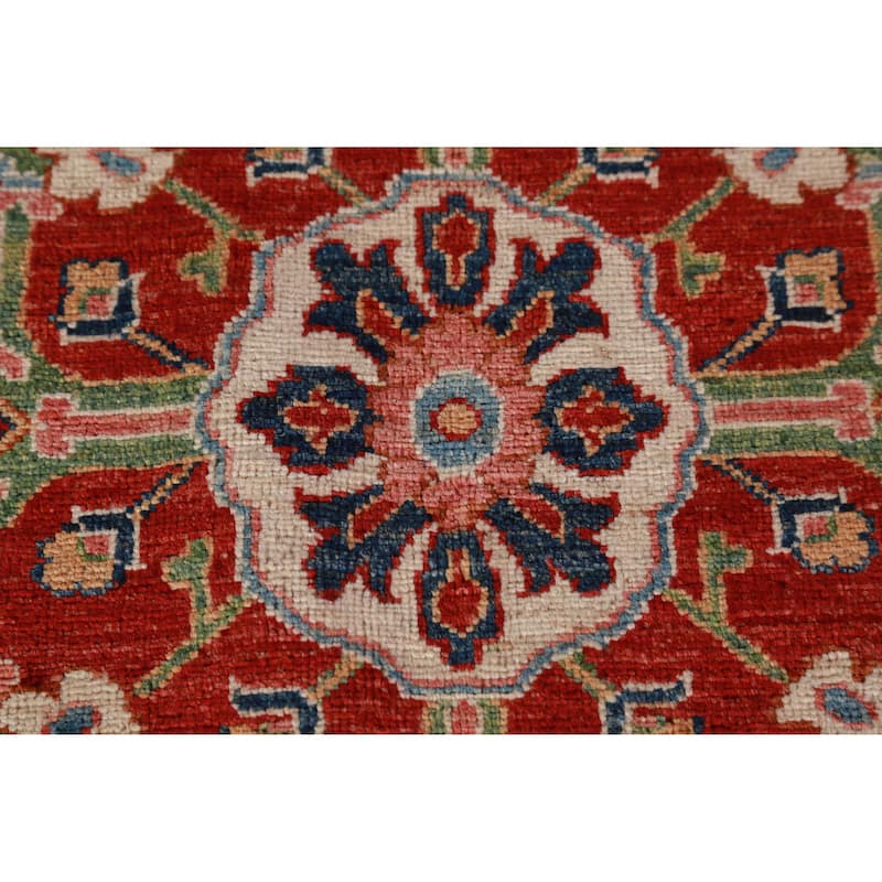 Vegetable Dye Red Heriz Serapi Oriental Area Rug Handmade Wool Carpet - 5'6"x 7'11"
