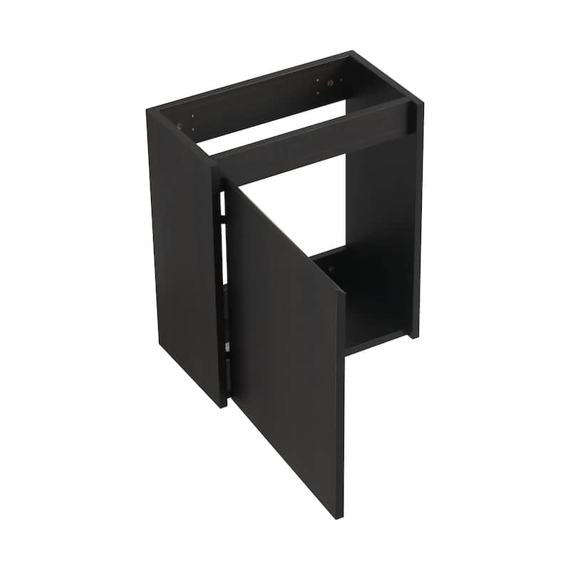 Malwee 16" Floating Bathroom Vanity, Mini Wall Mounted Bathroom Vanity with Ceramic Sink and Soft Close Door - 16"×11"×22"