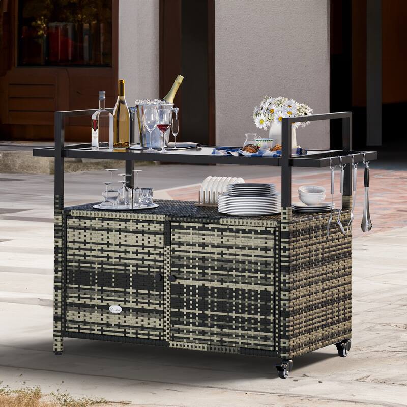 Co Bar Set with Wicker Outer Material - Grey