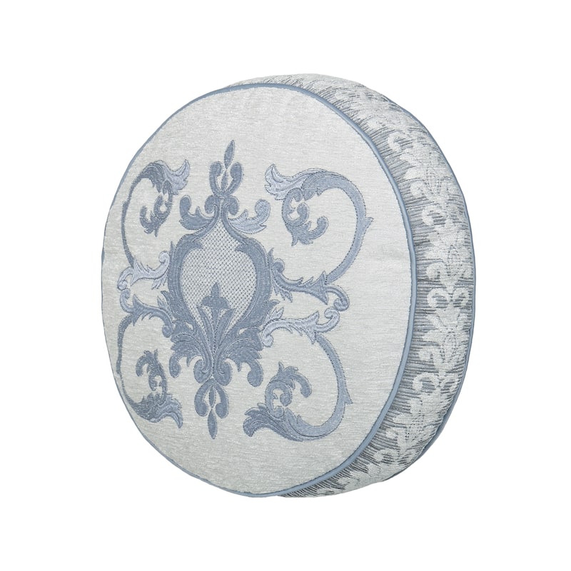 Queensbury Steel Blue Round Decorative Throw Pillow - Polyester - Steel Blue - Accent