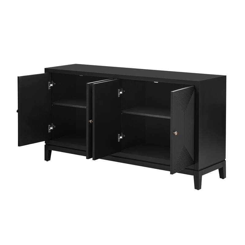Vertical Line Design Storage Cabinet Sideboard with Adjustable Shelves, Buffet Cabinet Entrance Cabinet TV Console Table