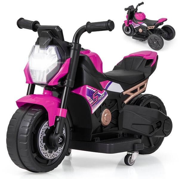 slide 2 of 30, Gymax 2-in-1 Kids Electric Motorcycle w/ Detachable Training Wheels - See Details Pink