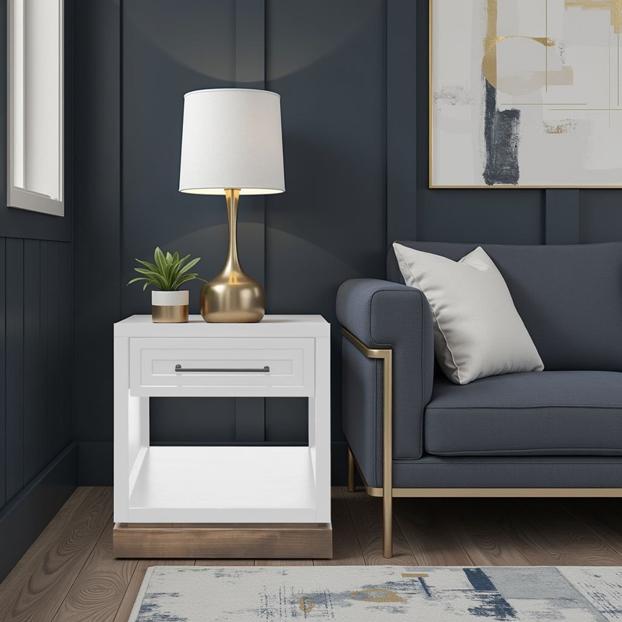 Bridgevine Home Nora 22 in. Farmhouse Side Table with Drawer, Fully Assembled