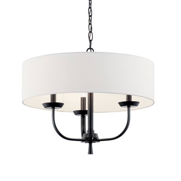 Kichler Lighting Kennewick 3Light Chandelier Black with White Fabric
