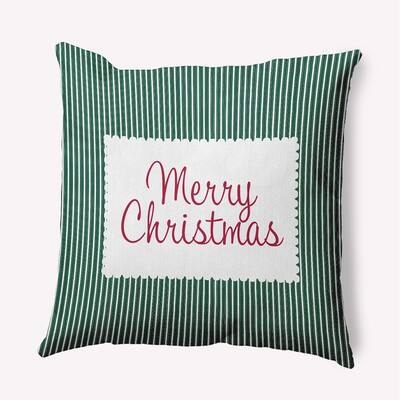 Merry Christmas Ticking Indoor/Outdoor Throw Pillow