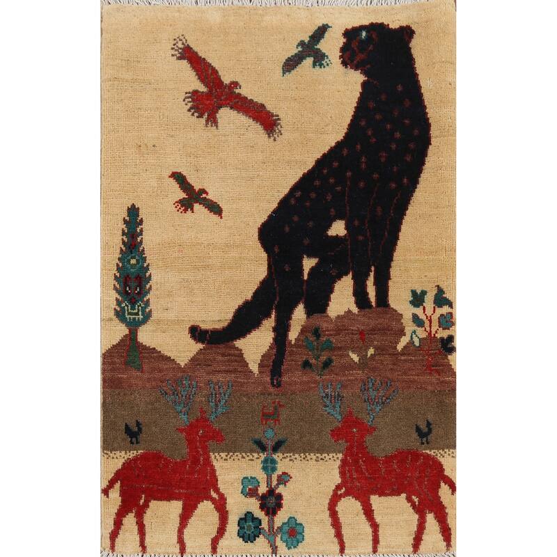 Animals Design Kazak Accent Rug Hand-Knotted Wool Carpet - 2'1"x 2'10"