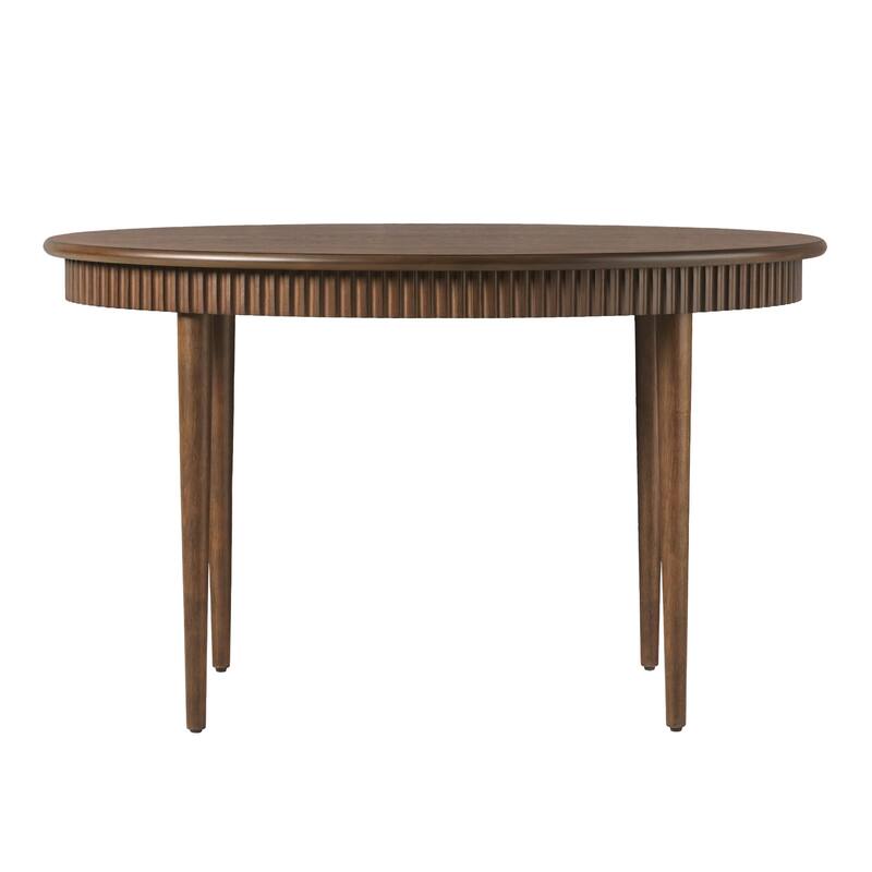 Walker Edison Modern Fluted Oak Wood Veneer Oval Dining Table for 4