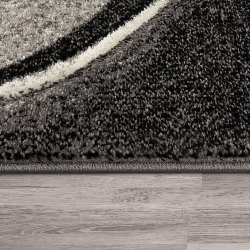 Modern Area Rug for Living Room with Abstract Waves Design