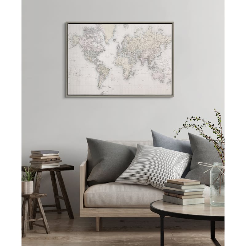 Kate and Laurel Sylvie World Map Canvas by The Creative Bunch Studio