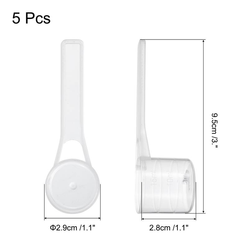 5 Pcs Measuring Spoon with Short Handle, Teaspoon (15ML) with Graduations - Transparent - 15ML - Transparent - 15ML