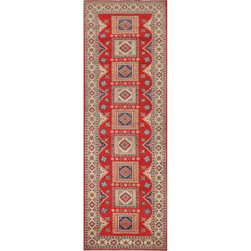 Traditional Kazak Runner Rug Hand-Knotted Wool Carpet - 2'9" x 10'0"
