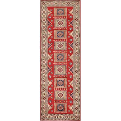 Traditional Kazak Runner Rug Hand-Knotted Wool Carpet - 2'9" x 10'0"