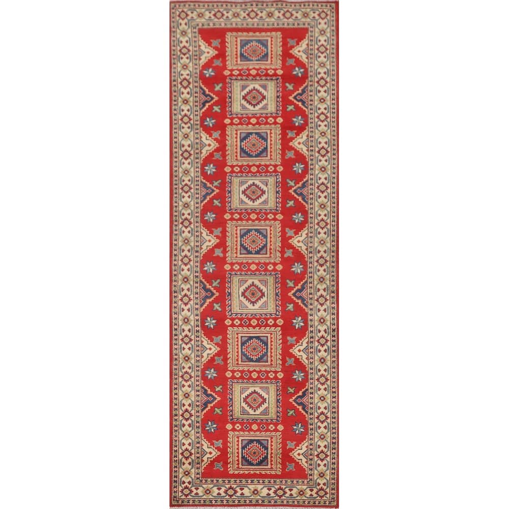Traditional Kazak Runner Rug Hand-Knotted Wool Carpet - 2'9" x 10'0"