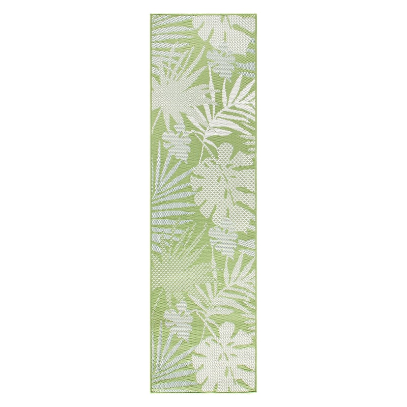Contemporary Tropical Leaves Indoor/Outdoor Flatweave Waterproof Backyard Patio Area Rug