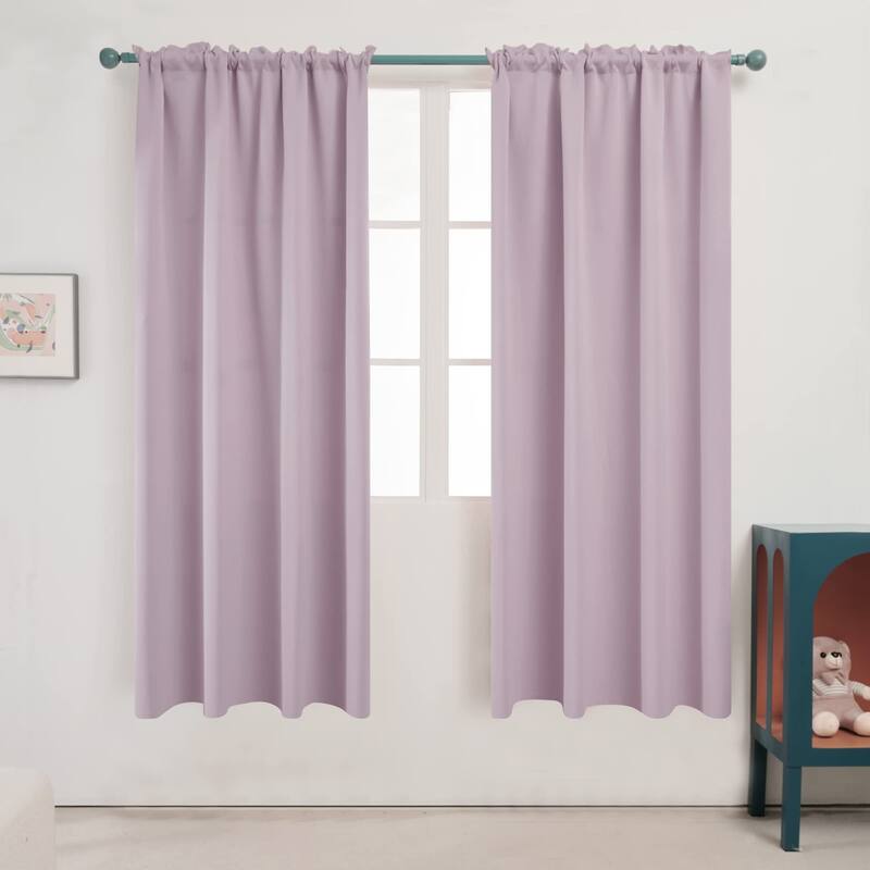 Deconovo Solid Rod Pocket Curtain Panel Pair, Set of 4 Panels - 38x63 Inch - Lavender