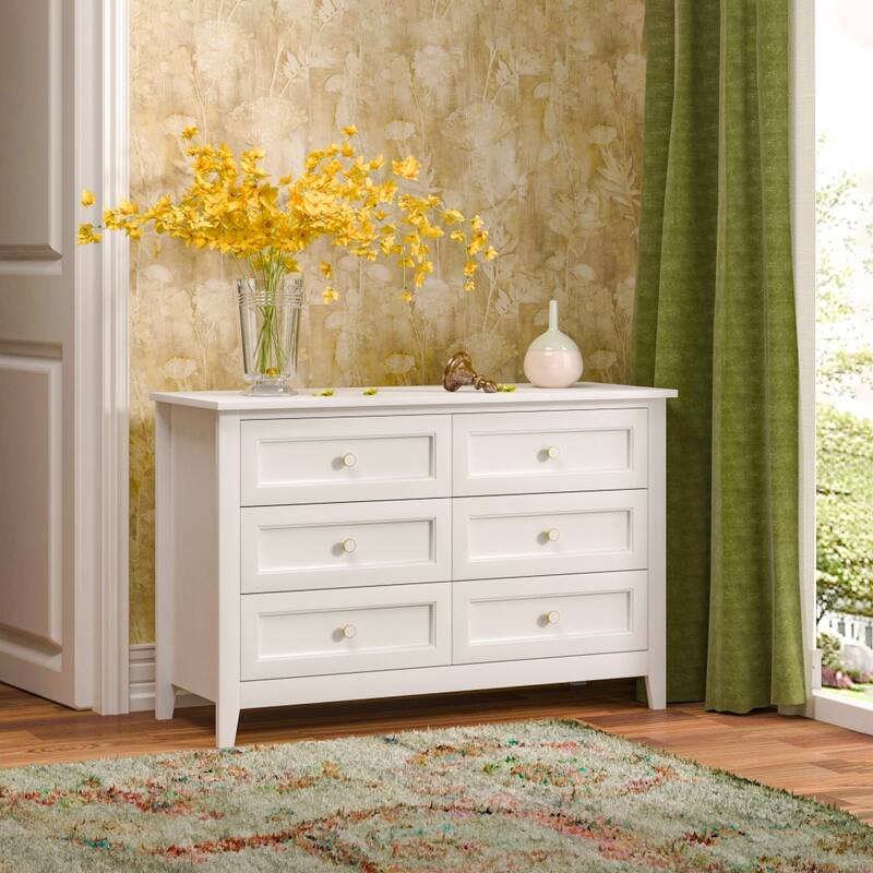 6 Drawer Dresser Bar Storge Cabinet Lockers with Retro Round Handle