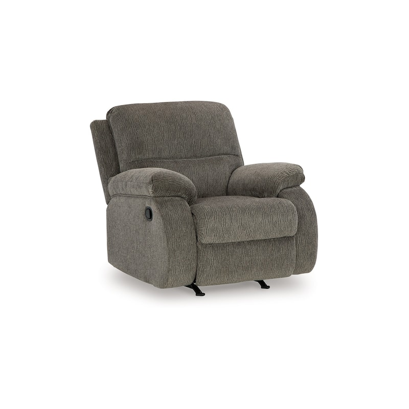 Lyla Manual Rocker Recliner Chair, Bustle Back, Brindle Gray Polyester