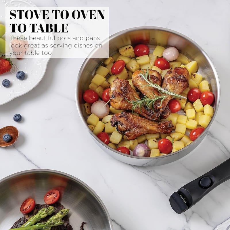 Country Kitchen 16 Piece RV Cookware Set Ceramic with Removable Handle Oven Safe.