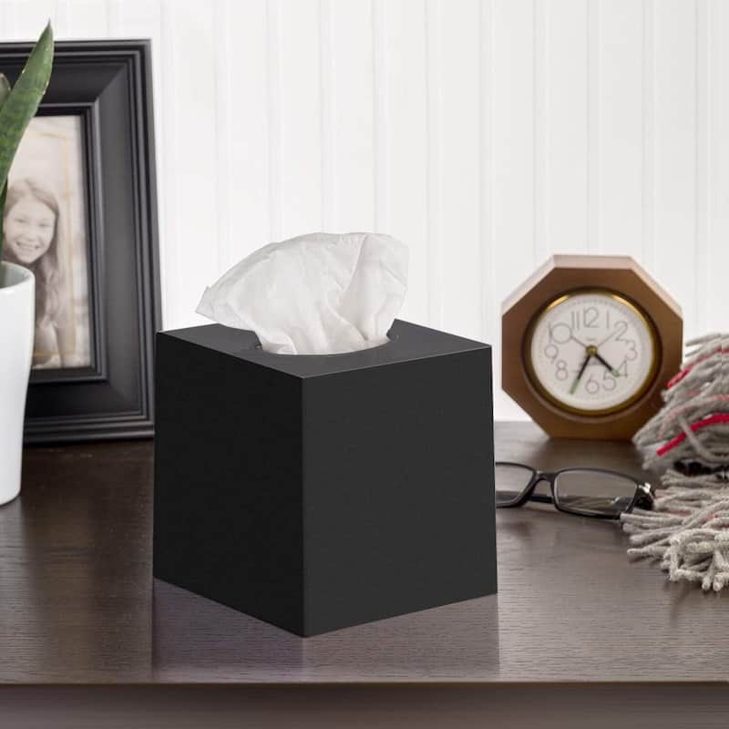 DWËLLZA HOME Black Tissue Box Cover Square Set of 2 - Black