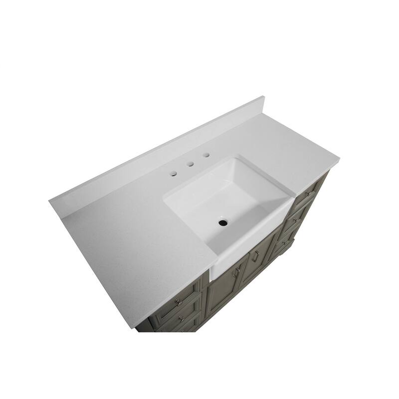 KitchenBathCollection Zelda 48" Farmhouse Bathroom Vanity with Quartz Top