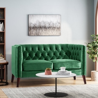 Holasek Tufted Faux Leather or Velvet Loveseat by Christopher Knight Home