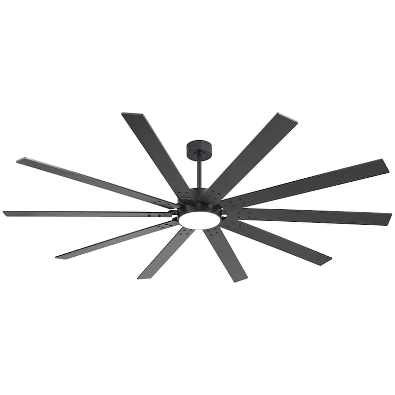 Large 84"/72" Reversible 10-Blade Integrated Ceiling Fan with LED Light Kit and Remote