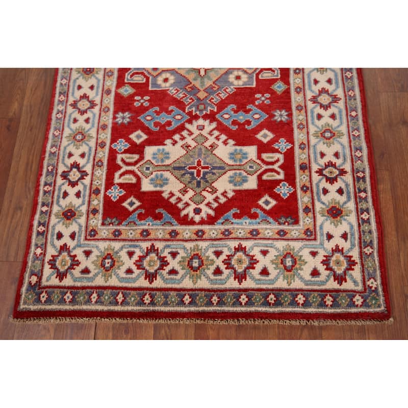 Red Kazak Accent Rug Hand-Knotted Wool Carpet - 2'6" x 3'10"