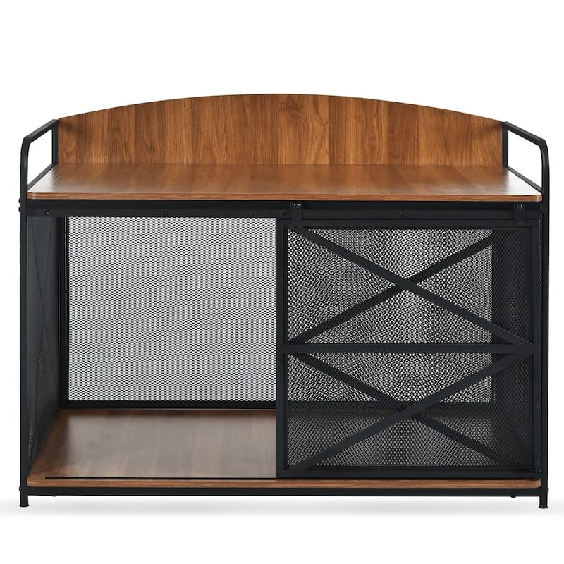 42.8" Farmhouse Dog Crate End Table for Large Dogs, Wood Pet Furniture